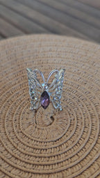 Anillo de mariposa plateada