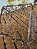 Conjunto de Collar y Pendientes Árbol de la Vida – Bronce Envejecido