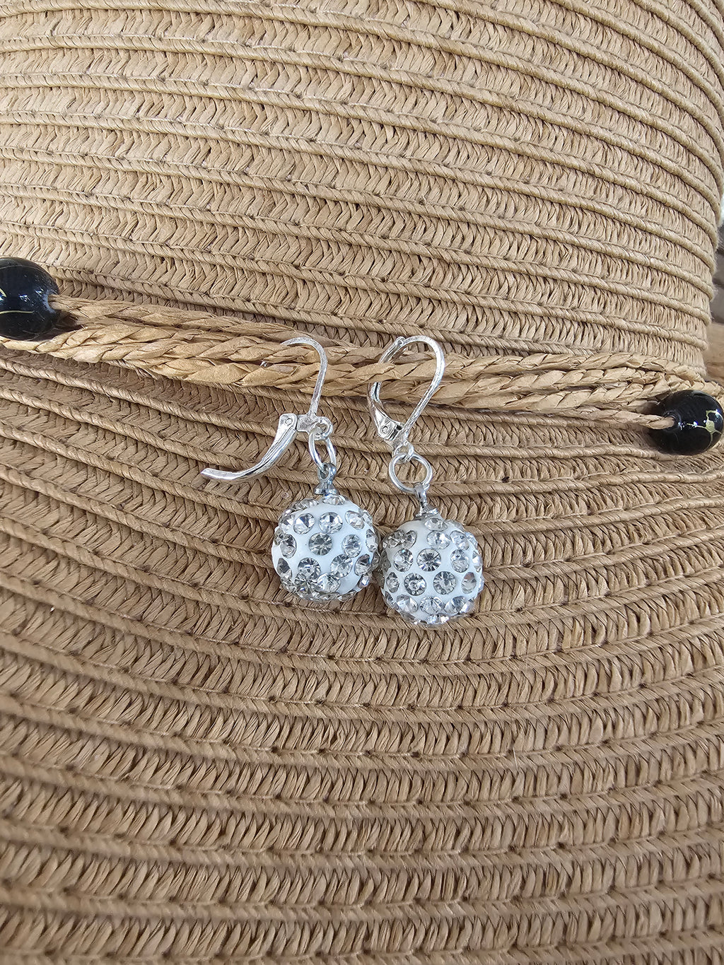 Pendientes blanco cristal