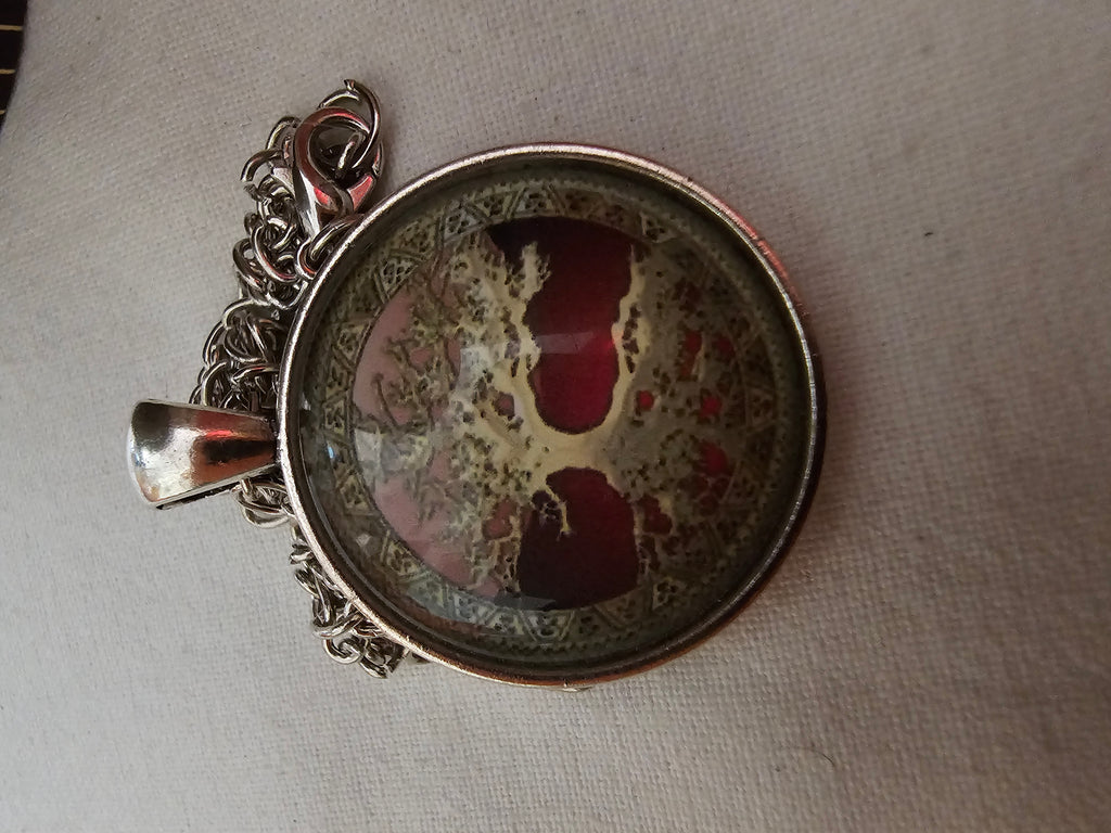 Árbol de la Vida, cabujón abovedado de cristal, arte alterado, cadena color plata, collar de la vida eterna