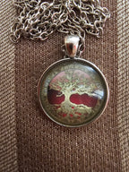 Árbol de la Vida, cabujón abovedado de cristal, arte alterado, cadena color plata, collar de la vida eterna