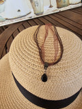 Collar Multihilo con Colgante de Cristal Negro en Gota – Estilo Boho Chic