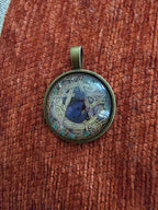 Gato Negro en Pentagrama, Wicca Collar Colgante