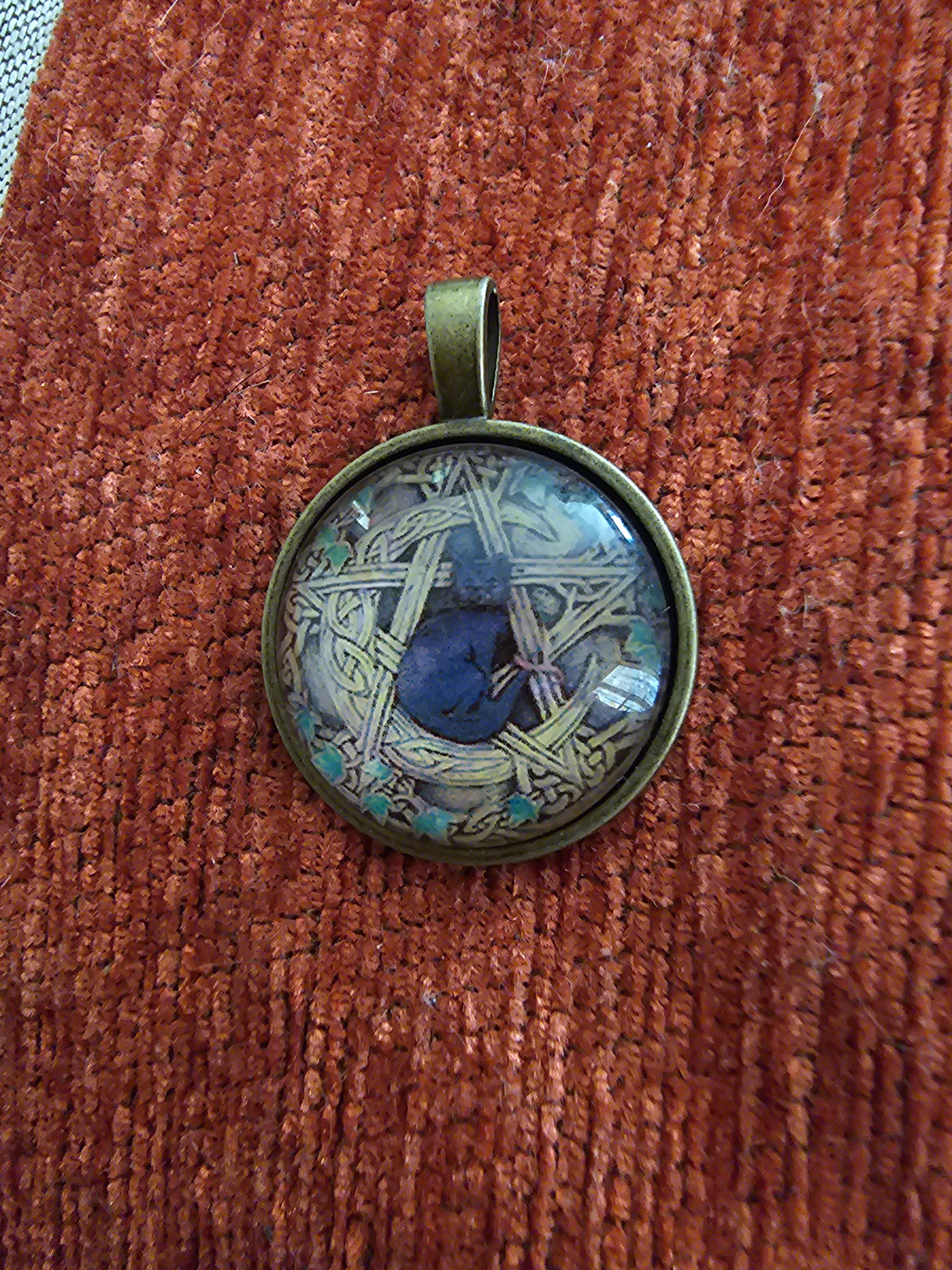 Gato Negro en Pentagrama, Wicca Collar Colgante