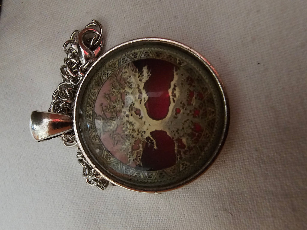 Árbol de la Vida, cabujón abovedado de cristal, arte alterado, cadena color plata, collar de la vida eterna