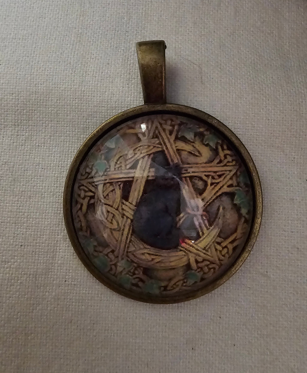 Gato Negro en Pentagrama, Wicca Collar Colgante