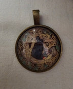 Gato Negro en Pentagrama, Wicca Collar Colgante