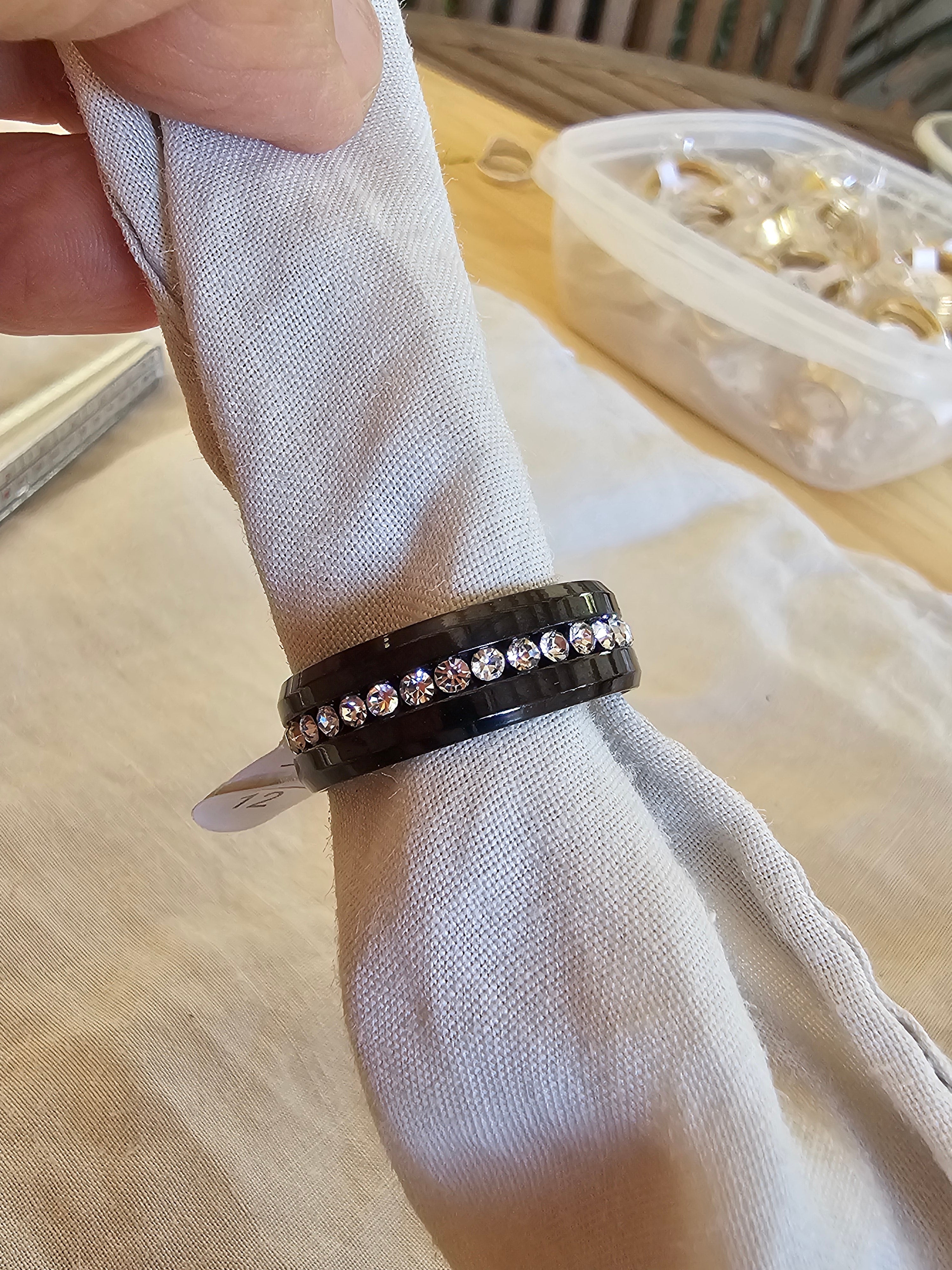 Silver ring with crystals