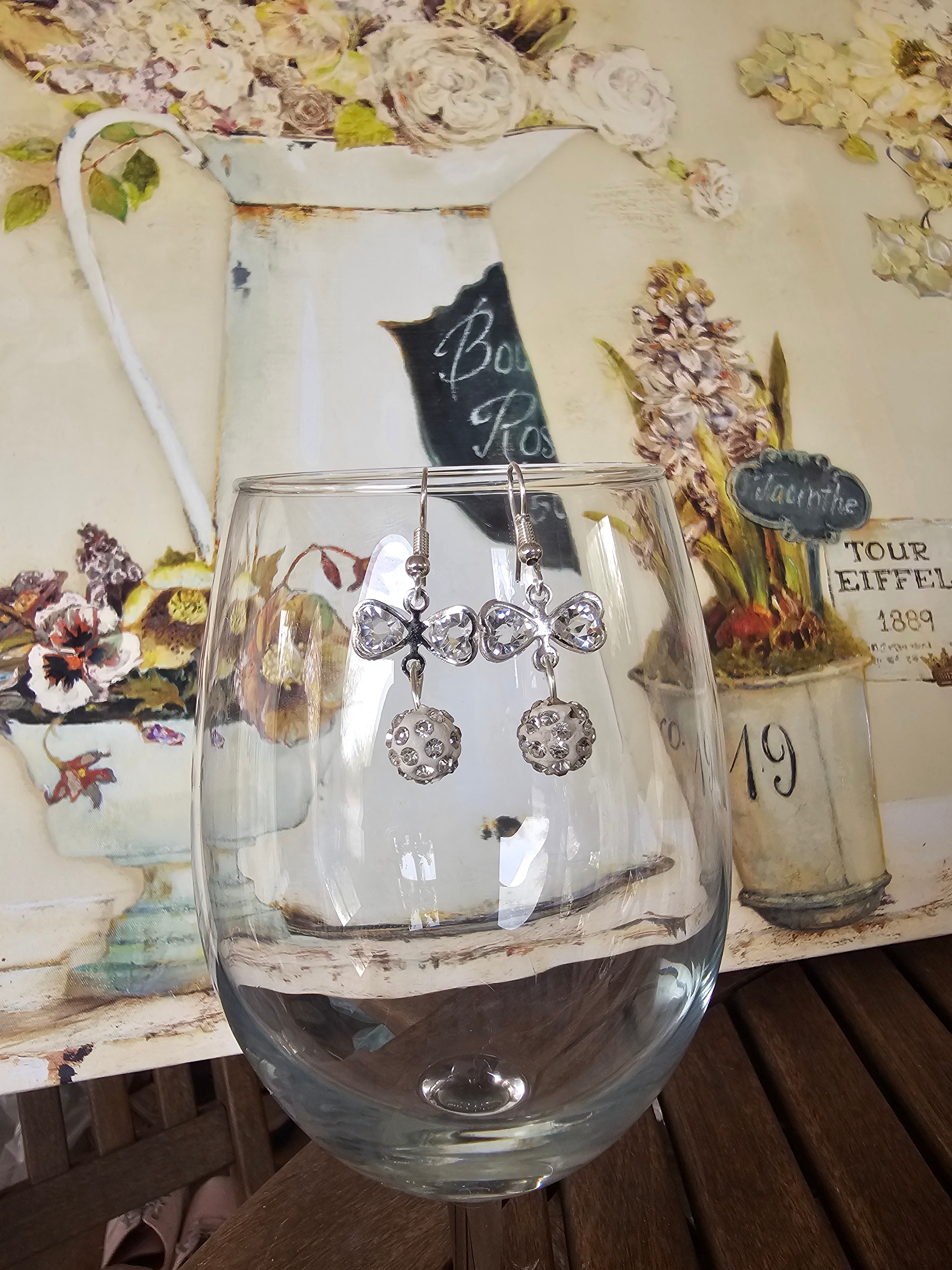 Pendientes de mariposa de cristal