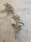 Collar con Colgante de Bailarina de Ballete – Plateado aleación y Cristal