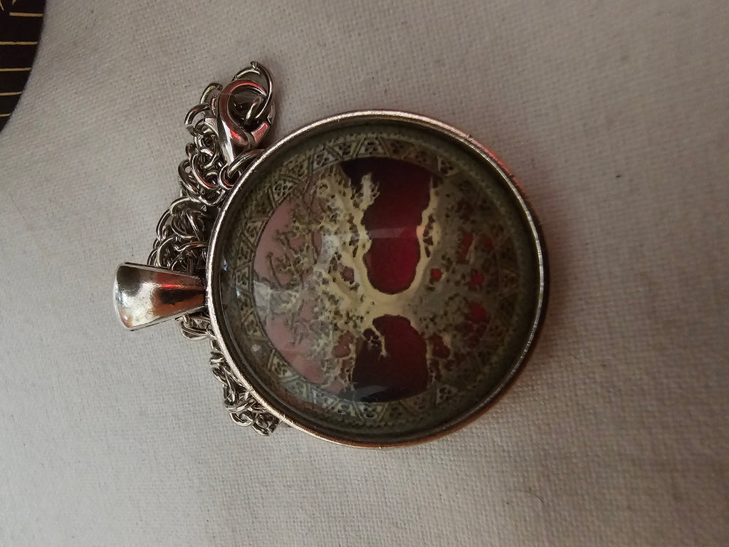Árbol de la Vida, cabujón abovedado de cristal, arte alterado, cadena color plata, collar de la vida eterna