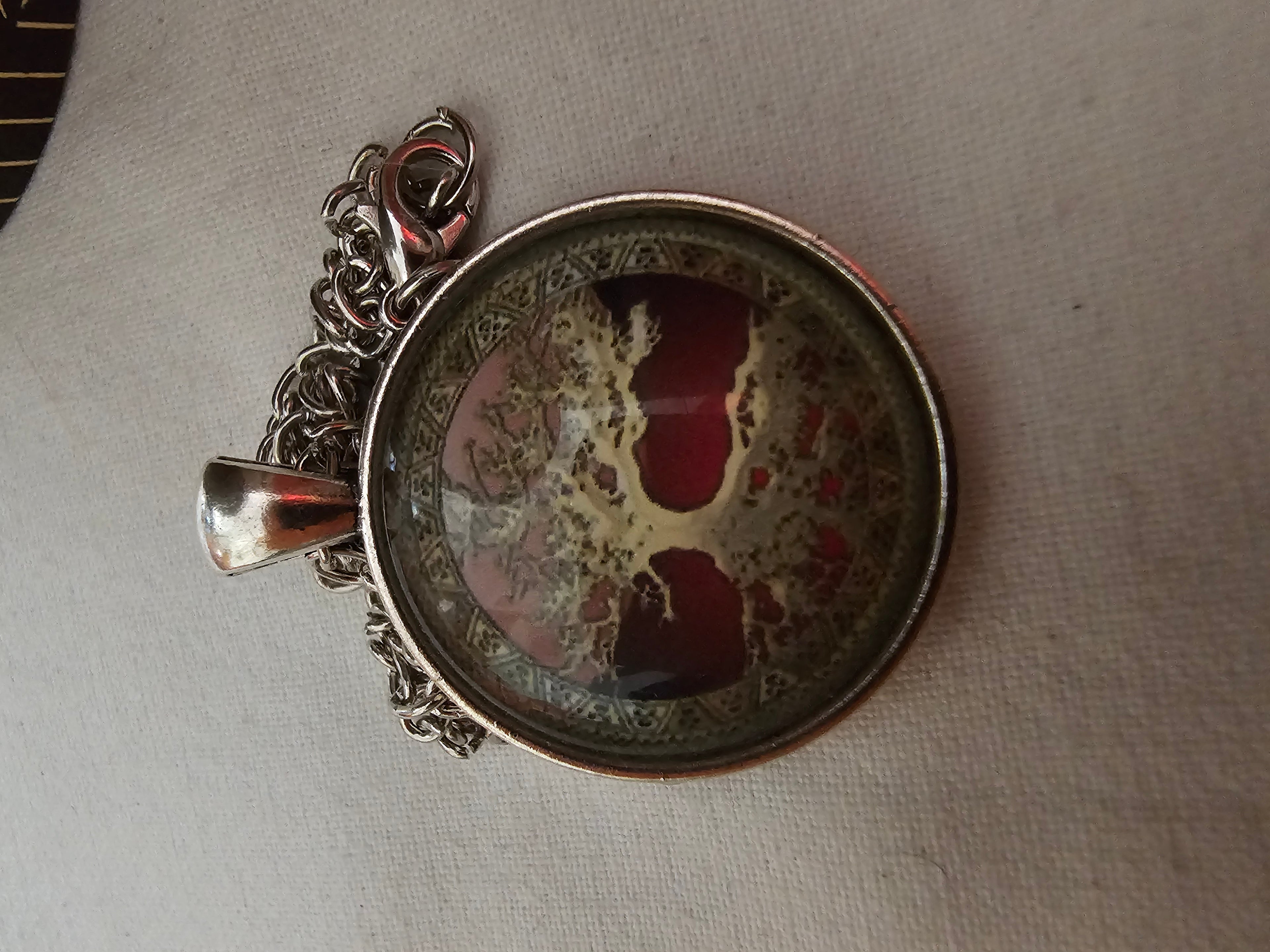 Árbol de la Vida, cabujón abovedado de cristal, arte alterado, cadena color plata, collar de la vida eterna