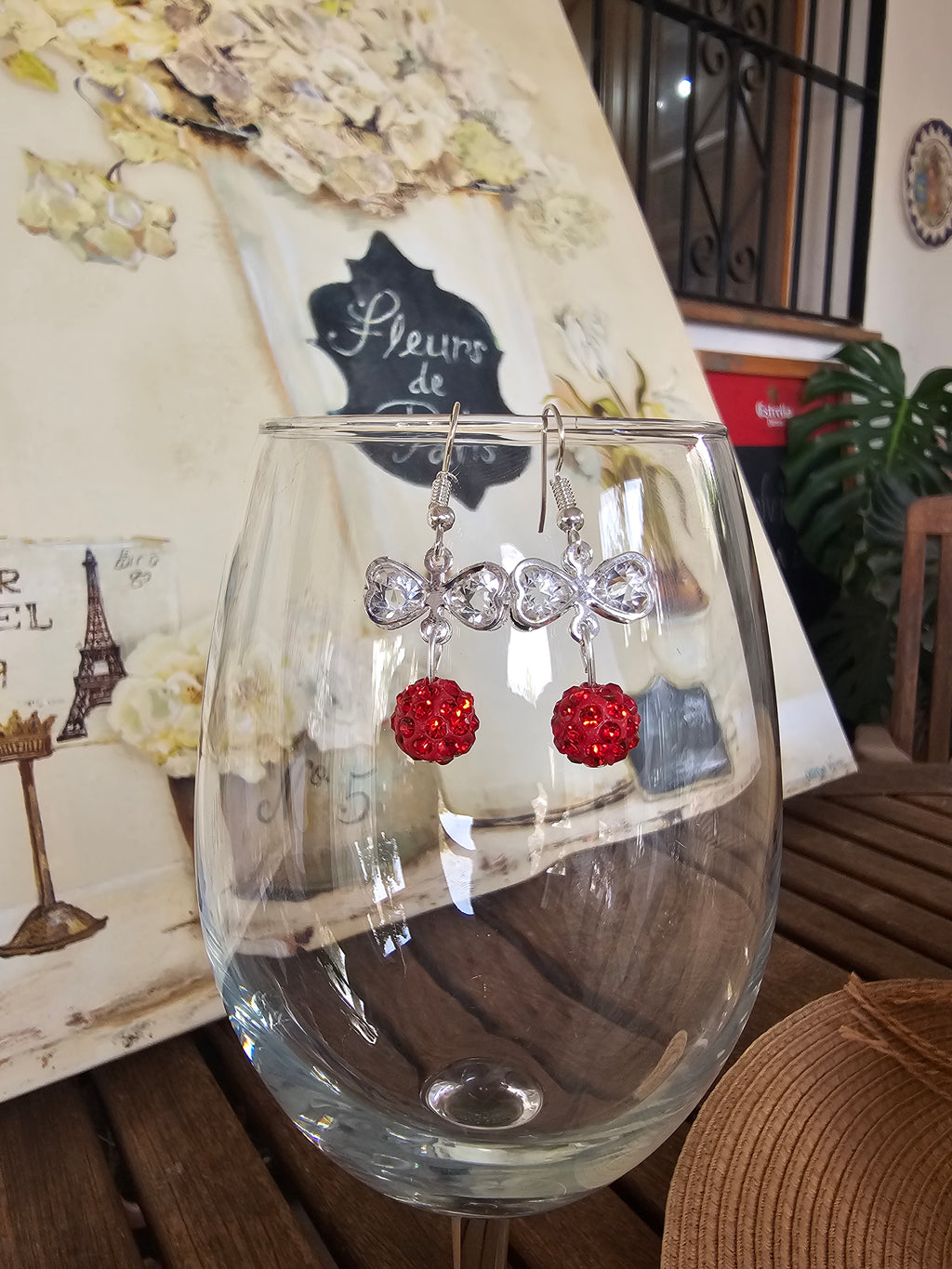 Pendientes de mariposa de cristal