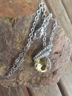 Conjunto de Collar y Pendientes de Cristal Amarillo Elegancia Silvestre
