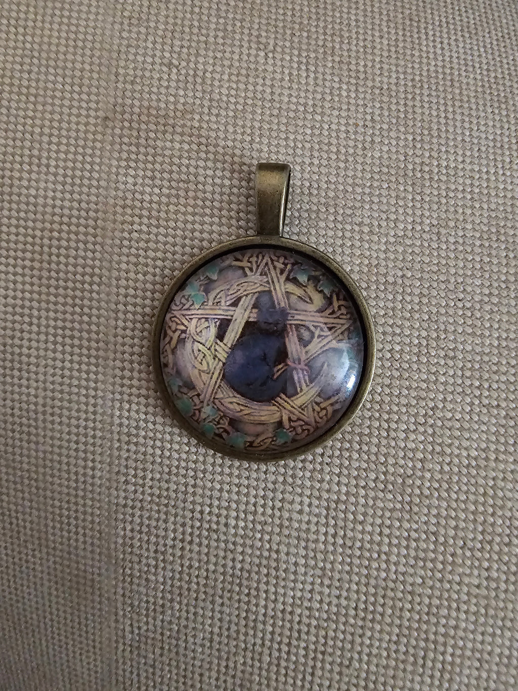 Gato Negro en Pentagrama, Wicca Collar Colgante