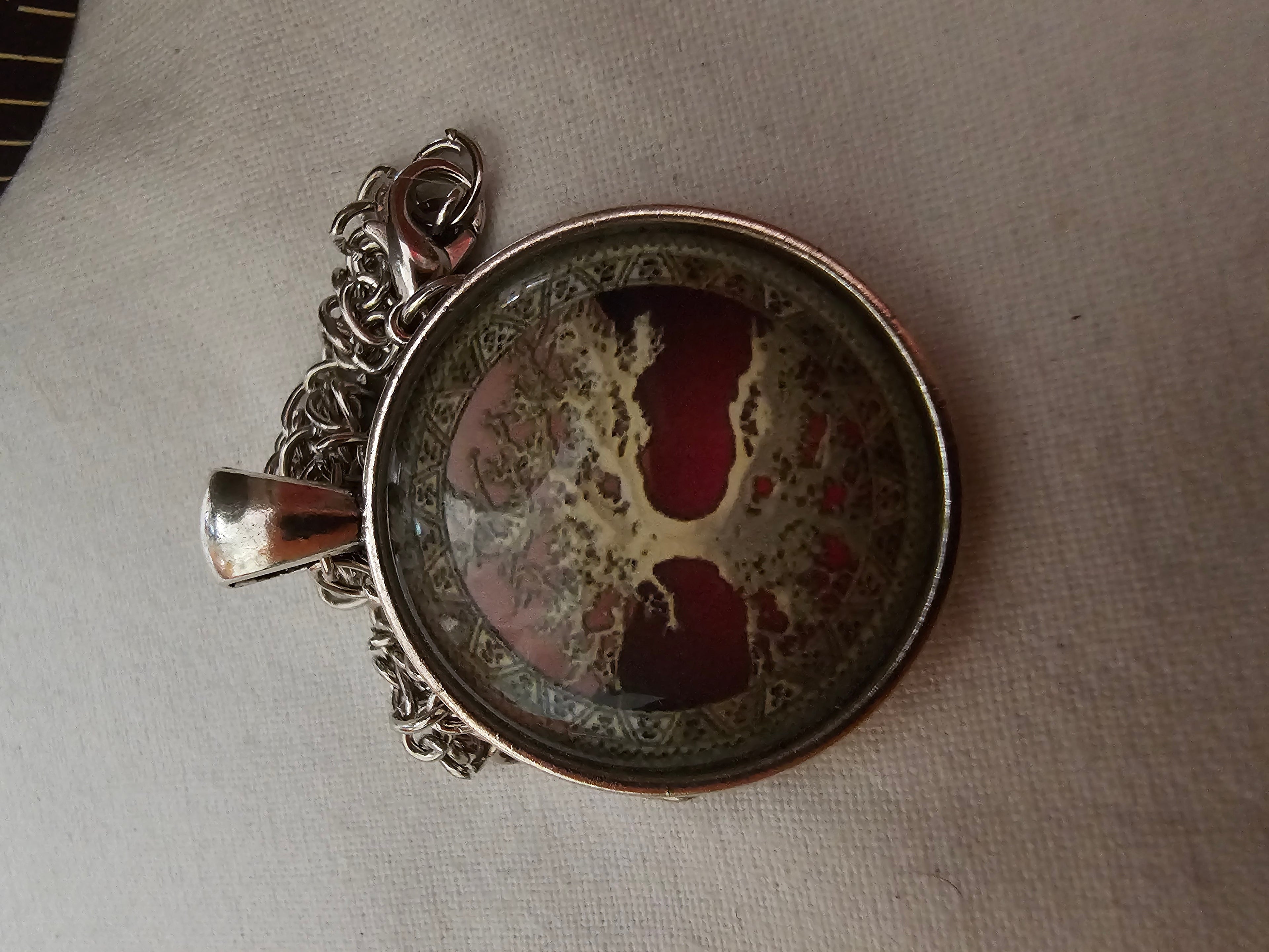 Árbol de la Vida, cabujón abovedado de cristal, arte alterado, cadena color plata, collar de la vida eterna