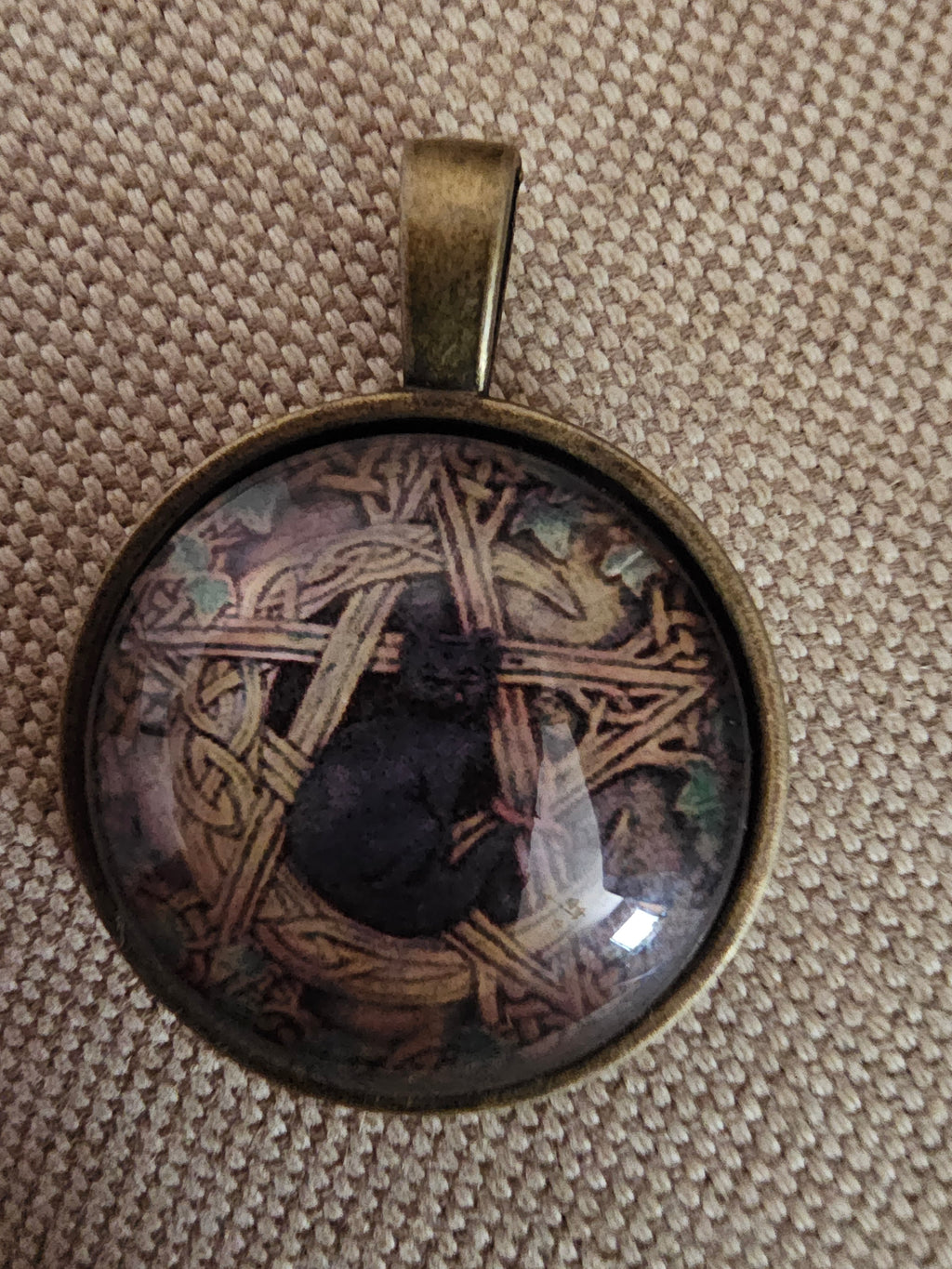 Gato Negro en Pentagrama, Wicca Collar Colgante