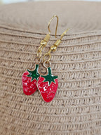 Divertidos pendientes forma de fresas