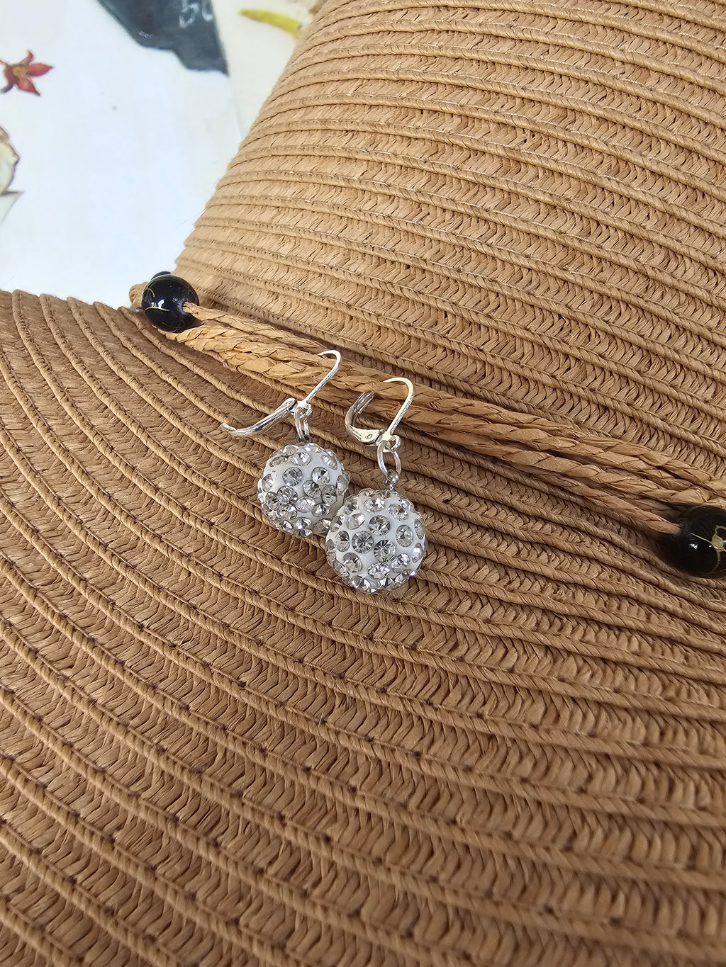 Pendientes blanco cristal